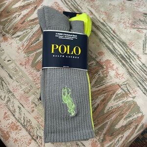 Polo Ralph Lauren crew socks 3 pack gray new with tags size large 10-13 tech